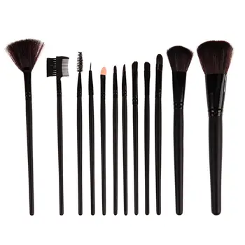 

Professional Soft Black 12pcs Makeup Brushes Set Cosmetic Real Make Up Tools eyeshadow blush Set With Leather PU Bag
