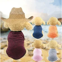 Животное маленькая собачья жилетка, одежда летние модные классические однотонные Цвет футболка для собак, новые милые футболки, верхняя дышащий жилет для домашних животных