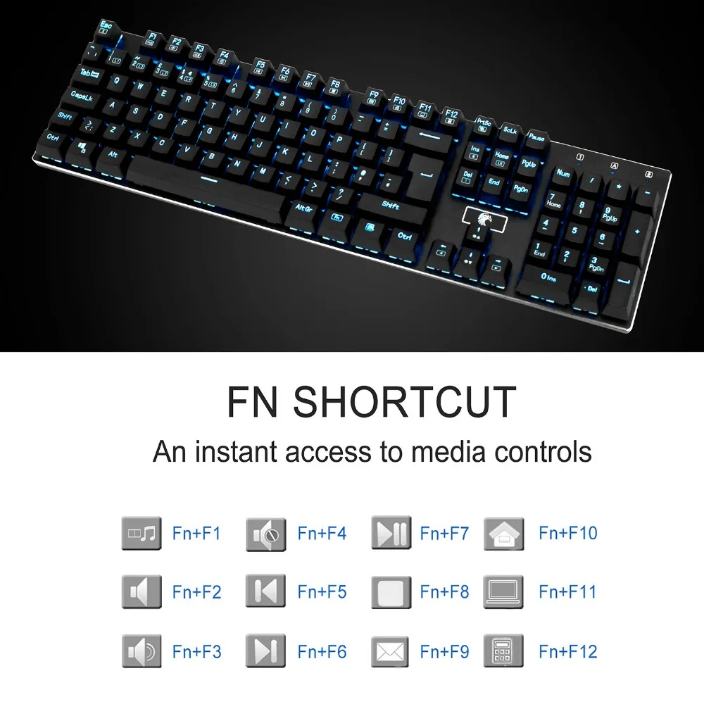 Z-88 LED RGB Backlighting Blue Switches Tactile Mechanical Keyboard For Gaming Typing 105 keys UK Layout