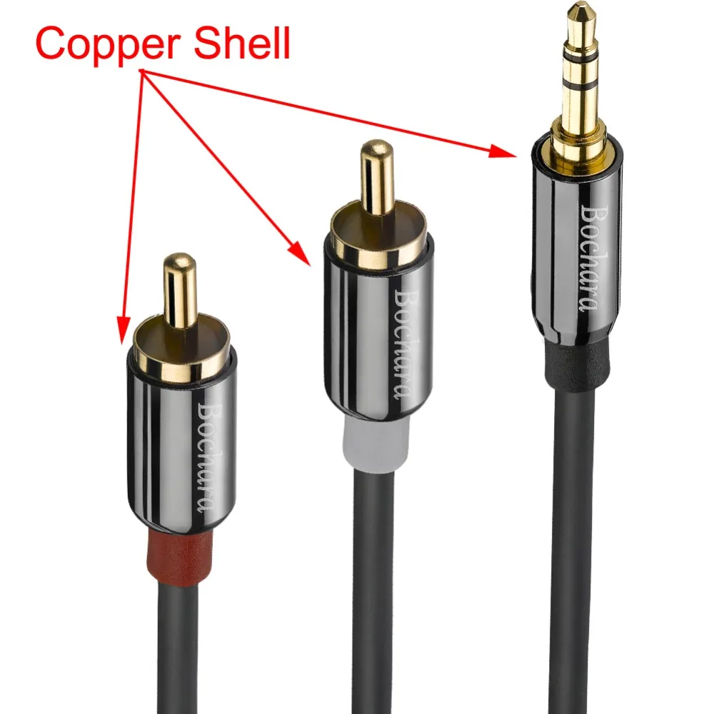 Bochara 3.5mm Stereo Jack Male to 2RCA Male Audio Cable Foil+Braided Shielded For Speakers Amplifier 1.8m 3m 5m 10m 15m 20m Bochara 3.5mm Stereo Jack Male to 2RCA Male Audio Cable Foil+Braided Shielded For Speakers Amplifier 1.8m 3m 5m 10m 15m 20m
