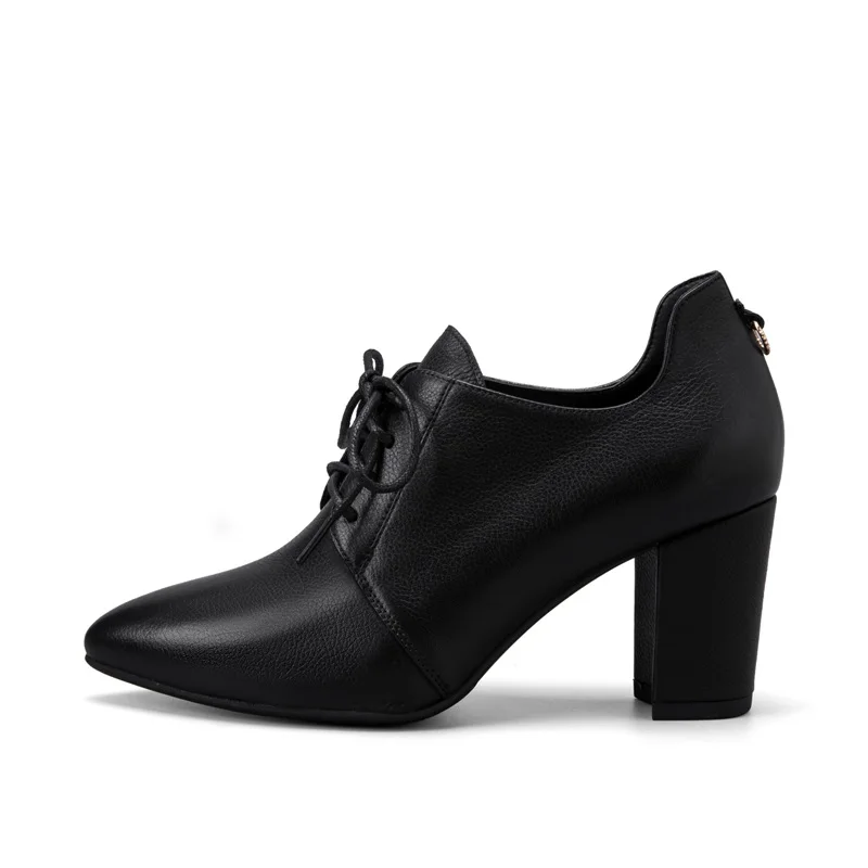 AOKANG 2018 New Arrival Autumn women shoes genuine leather shoes women fashion comfortable high heels boots women Women's Shoes