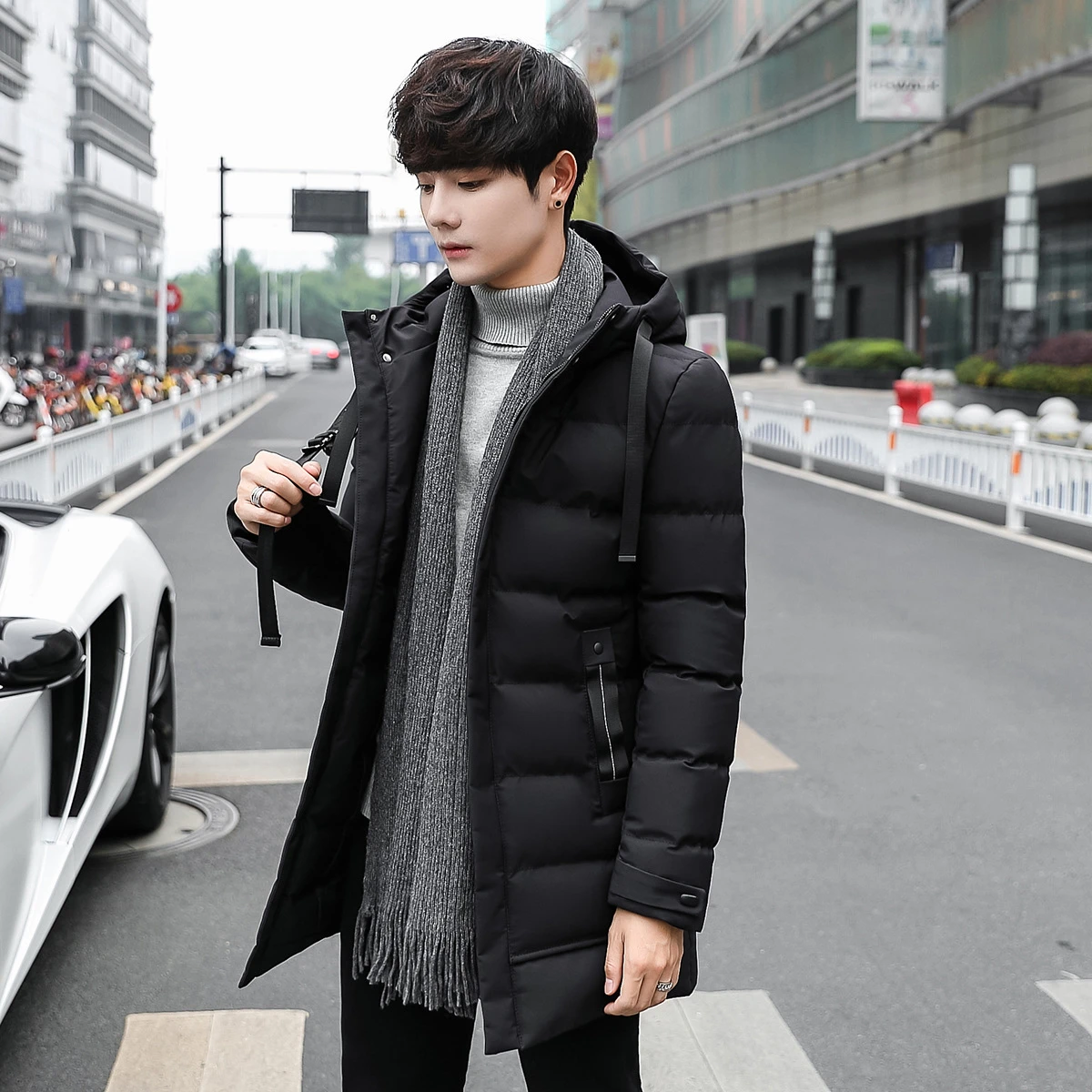 ファッションメンズ綿厚いコートロング綿が詰め付き太いロング服韓国若者のレジャー綿の冬 L190 Parkas Aliexpress