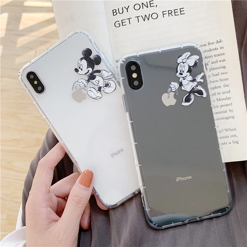 

Cute Cartoon Mickey Minnie Phone Cases For iphone X case Transparent Silicon Cover For iphone6 6s 7 8plus XR XS MAX XS case Capa