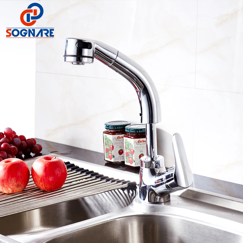 ﻿Buy SOGNARE Pull Out Basin Faucets Wash Face and Head Chrome Flexible