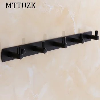 

MTTUZK Black Stainlesssteel Clothes hooks Kitchen hooks simple row of hooks living room wall hanging door rear hook for cap,coat