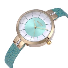 Alta calidad kezzi marca de lujo relojes de señora fina con incrustaciones de cyrstal dial correa de cuero reloj de cuarzo relojes de pulsera para las mujeres regalo