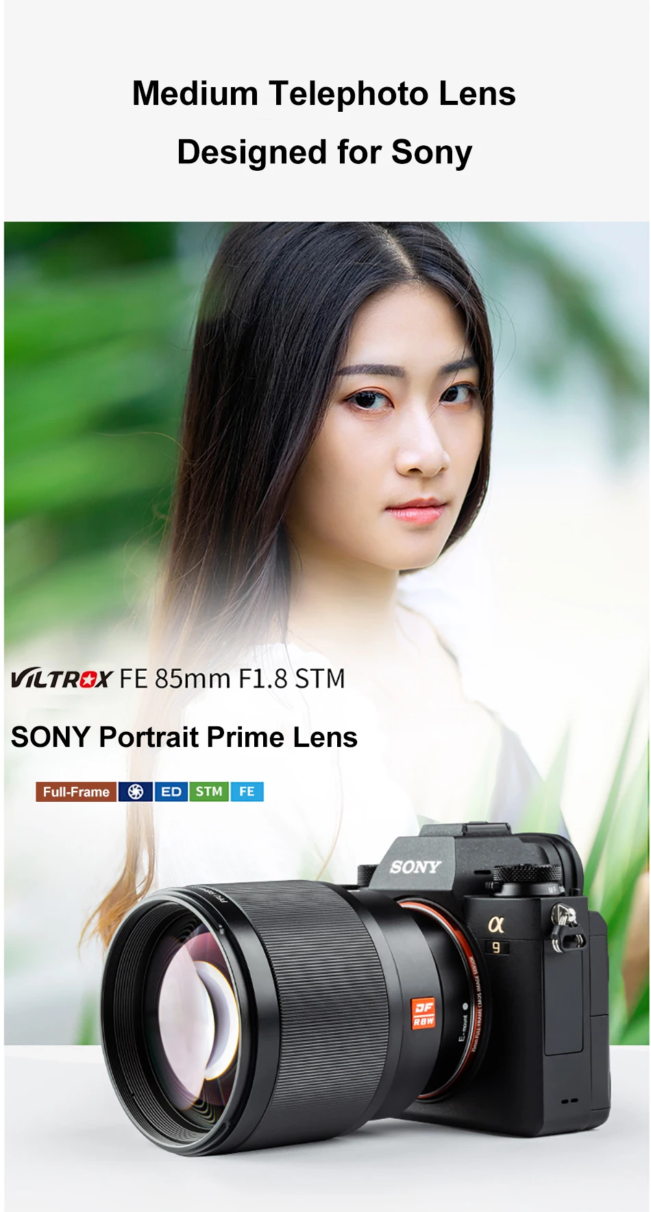 VILTROX PFU RBMH 85 мм F1.8 объектив STM для E Mount AF Автофокус для sony A9 A7RIII A7M3 A7III A6400 A6000 FE-Mount камера