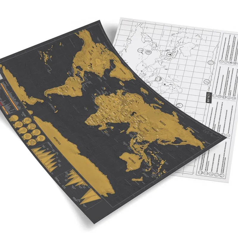 Deluxe Erase Black World Map Scratch off World Map персональные дорожные наклейки на стену