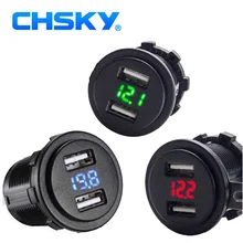 CHSKY 5 В 4.2A Dual USB Автомобильное Зарядное устройство автомобильного прикуривателя Мощность адаптер Splitter легче двойная розетка светодиодный вольтметр мотоцикл