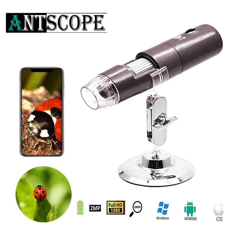 

WIFI Digital Microscope Wireless Camera USB 8mm for iOS Android Microscope 1000x Video Magnification 8 LED Light Handheld Camera