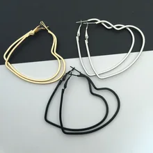 1 пара, сексуальные женские антиаллергенные серьги из нержавеющей стали в форме сердца, Гладкие большие серьги-кольца, ювелирные изделия 55 мм