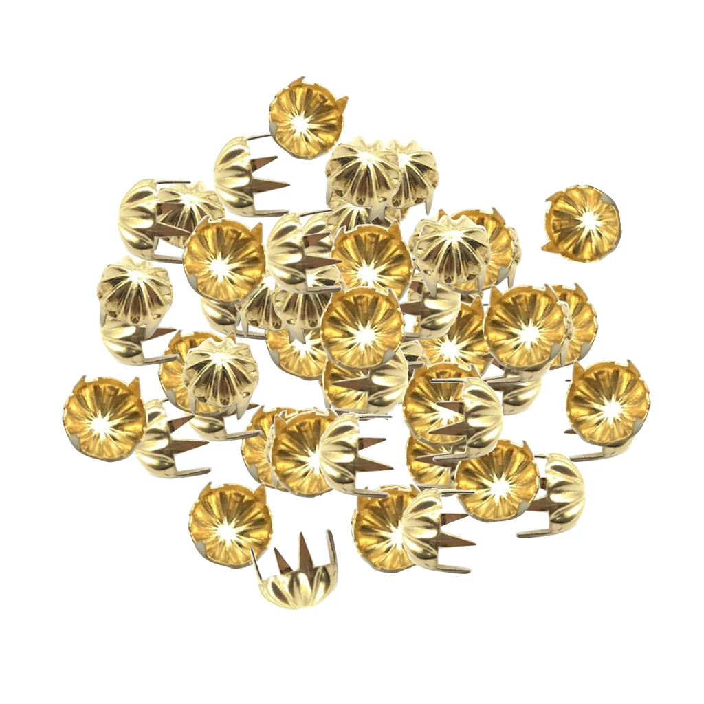 50pcs Metal Pumpkin Studs Claw Rivet Leathercraft Punk for Bags Jeans Belt Decoration