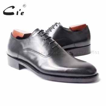 

cie Bespoke Handmade Men's Round Plan Toe Black Oxford Goodyear Welted Business Shoe Men Classic shoes Men Office Shoes No.295