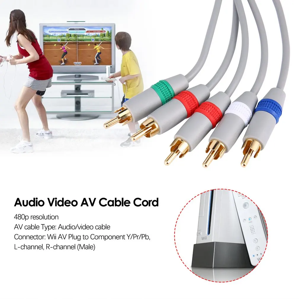 Кабель 6 футов/1,8 м HD телевизионный компонент RCA Аудио Видео AV кабель Шнур для nintendo wii U wii