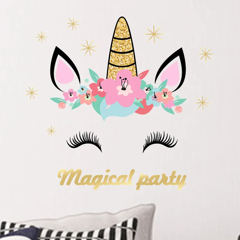 

Unicorn Wall Sticker Art Home Decor Wall Stickers For Girls Room Decal Nursery Cartoon Design Removable Wallpaper poster T180610