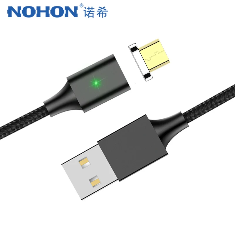 

NOHON Magnetic Lighting Charging Sync Data Cable With Led For iPhone X 7 8 Plus XS XR Micro USB Type C For Samsung Cables 1M 2M