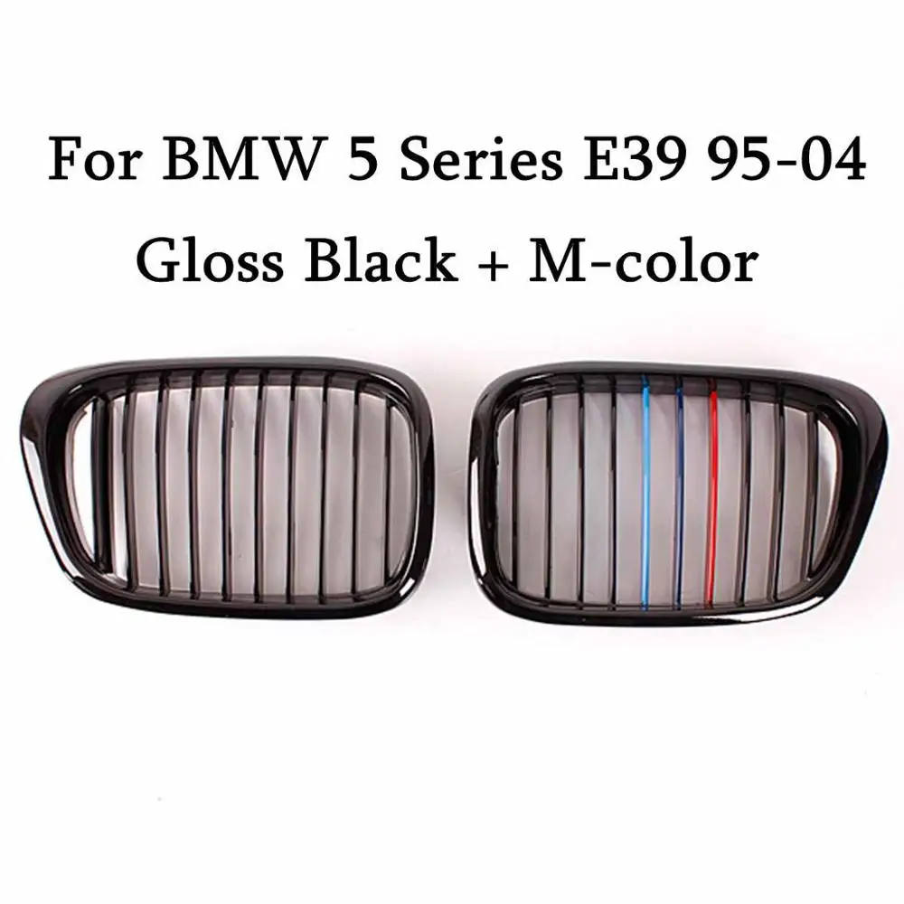 2 шт. автомобилей спереди Gloss М-цвет ноздри решетки для BMW E39 5 серии 525 528 530 540 M5 1997 1998 1999 2000 2001 2002 2003 - Цвет: Gloss Black M