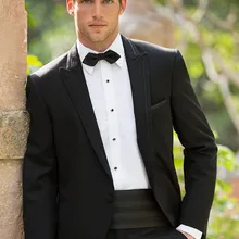 Свадебный костюм мужской черный смокинг с лацканами с острыми углами лучшие мужские для шаферов дворца мужские свадебные костюмы дворца жениха(куртка+ брюки+ галстук