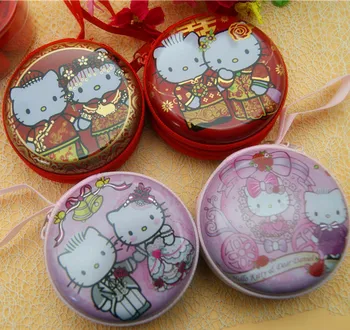 

Free Shipping cute cartoon bride and groom round tin handbag wedding candy boxes ,20pcs/lots, by1302