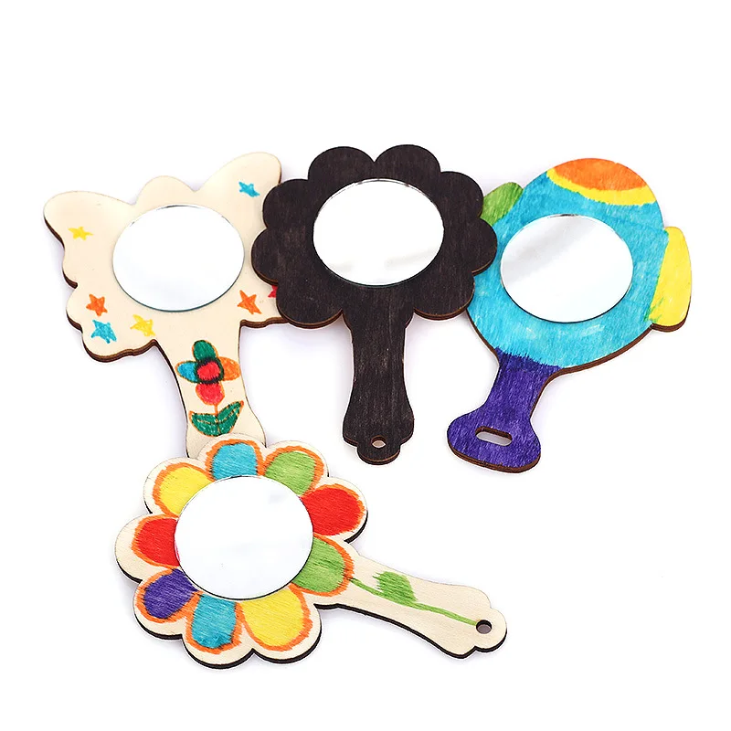 

Creative Wooden Mirror Material Package Children DIY Hand-Painted Mirror Birthday Party Holiday Decorations Supplies For Kid Toy