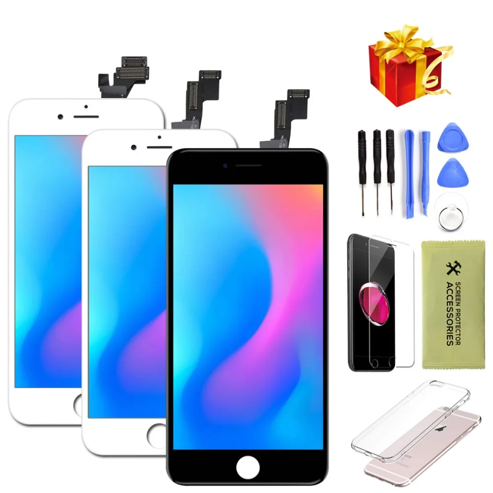 

AAA For iPhone 5 5s 5c 6 6 Plus Display LCD Touch Screen Digitizer Assembly Replacement For iPhone 6 Screen+tempered glass+Tools