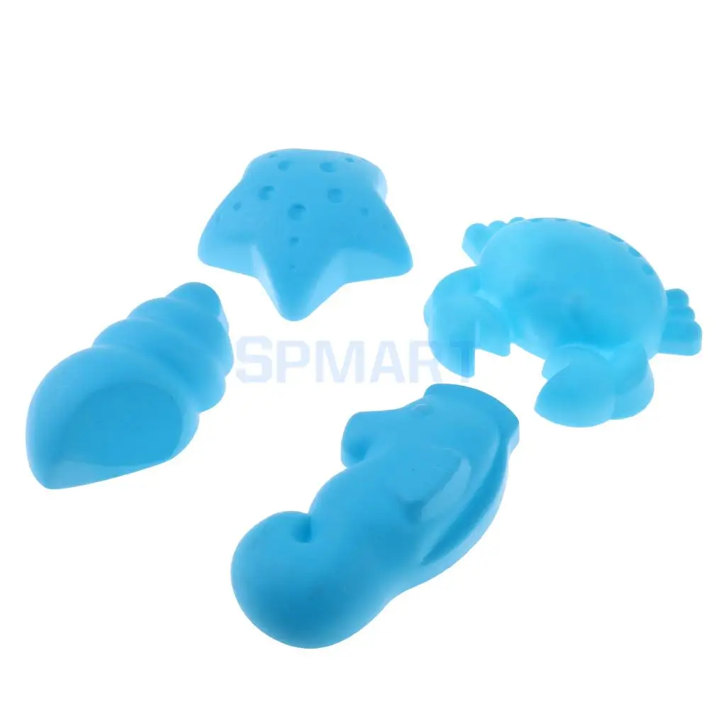  Kids Beach Sand Toys Sea Creatures Sand Molds Set (4pcs) Sandpit Toys Beach Garden Fun