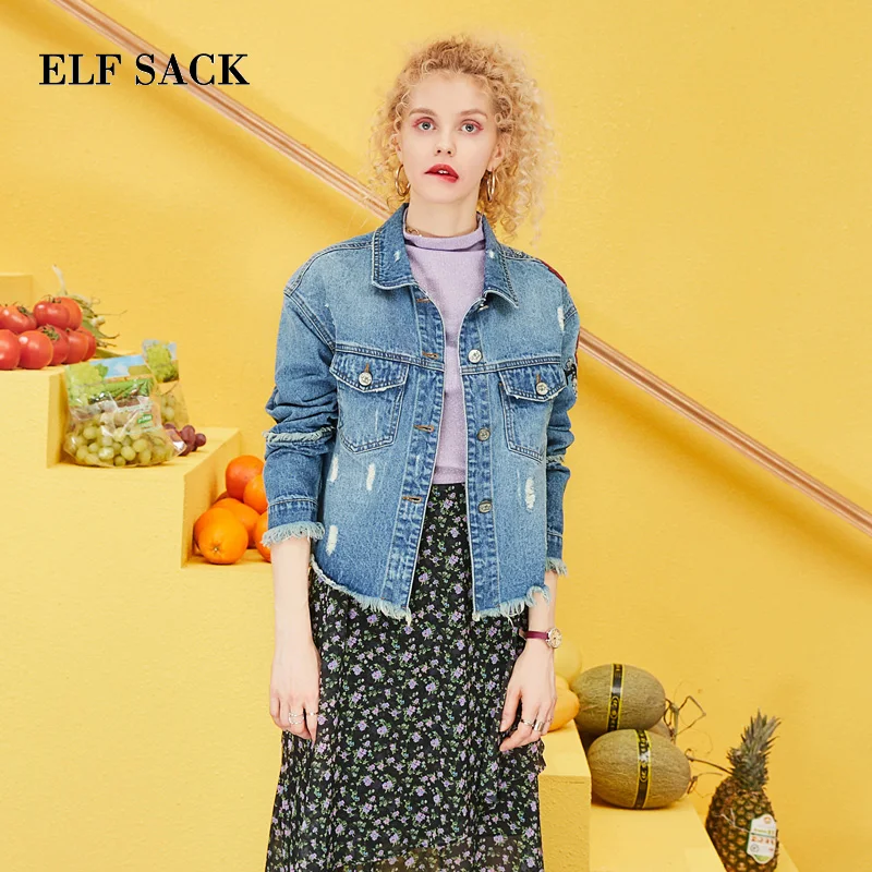 

ELF SACK 2019 New Cotton Jackets Woman Full Floral Print Ladies Outerwear Coats Single Breasted Streetwear Femme Jackets