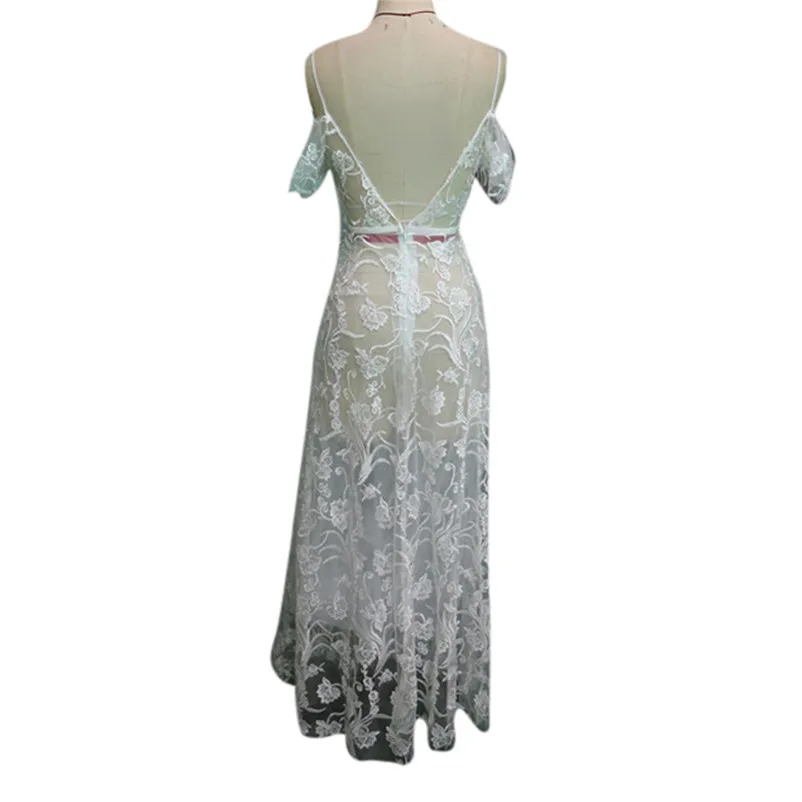 Women Sexy Lace dress Patchwor Solid Sleeve Back Hollow Long Party Elegant Dress evening dresses long gown vestidos N22 (1)