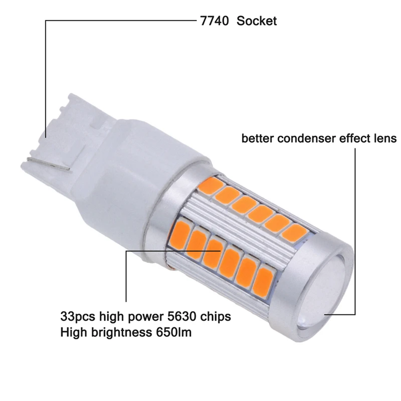 Katur 2 шт. T20 7440 светодио дный лампы для автомобилей указатели поворота Amber/оранжевый освещение белый красные, синие 5630 33SMD парковка светодио дный лампы