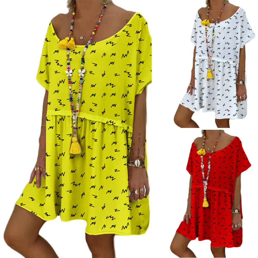 Женское летнее пляжное платье с принтом Boho, модные вечерние свободные сарафаны, повседневные праздничные платья с круглым вырезом