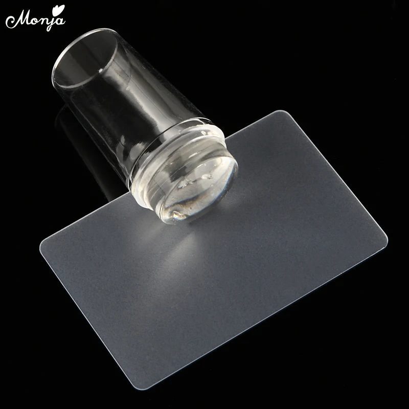 

Monja Nail Art Templates 2.8cm Pure Clear Jelly Silicone UV Gel Transfer Stamper Scraper Plate DIY Image Stamping Painting Tool
