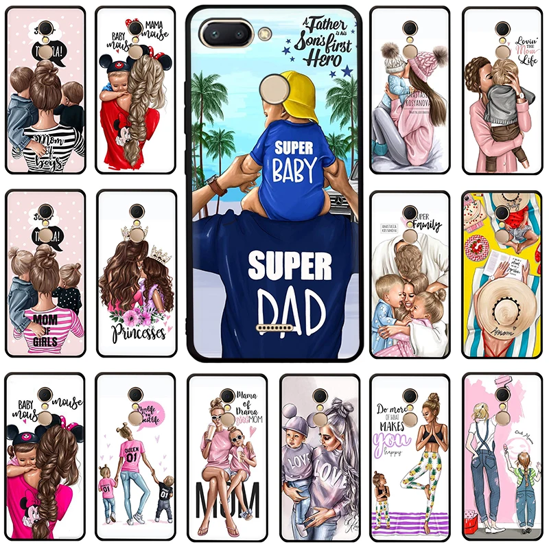 

Black Brown Hair Baby Mom Girl Queen Silicone phone case for Xiaomi Redmi 5A 6A S2 5 Plus 6 Pro 7 GO Note 4X 5 6 7 Pro 5A Prime