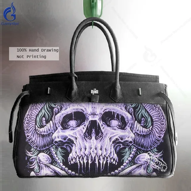 Canvas Men Messenger Bags Smith Satchel Shoulder Bag Art Hand Canvas Men Messenger Bags Smith Satchel Shoulder Bag Art Hand Paint Graffiti Skull Handbags Bolsa