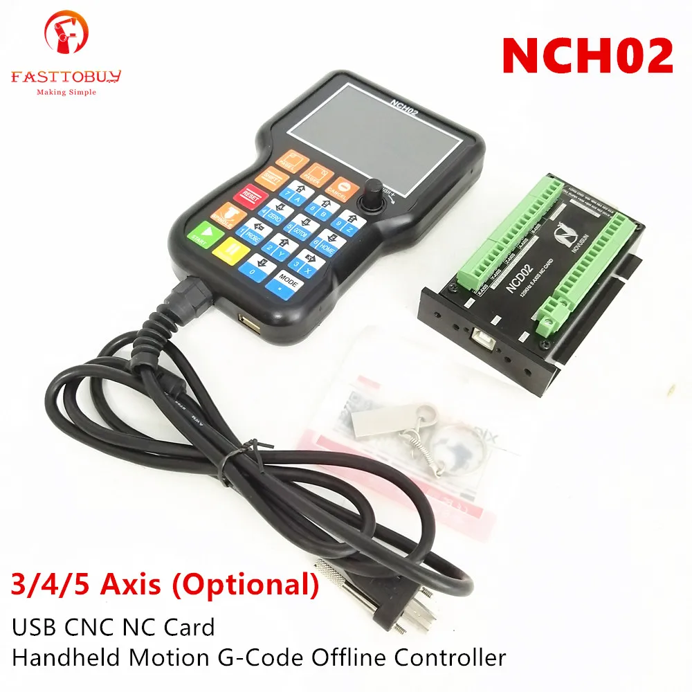 

3/4/5 Axis Offline Controller NCH02 + USB CNC NC Card Handheld Motion G Code Controller Controller Board For Engraving Machine