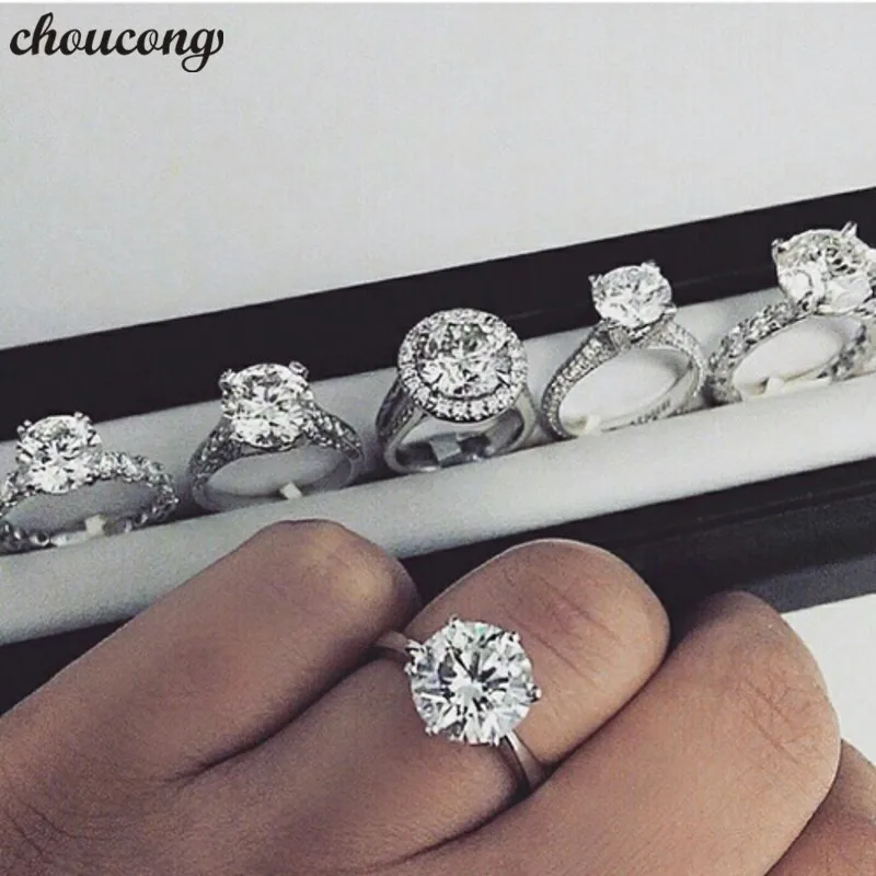 Choucong Solitaire Promise Ring 925 пробы серебро AAAAA cz обручальное кольцо кольца набор для женщин мужчин массивные ювелирные изделия