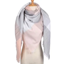 Бренд шарф квадратный коричневый плед искусственный кашемир тепло зимой кисточкой модные платки для Для женщин