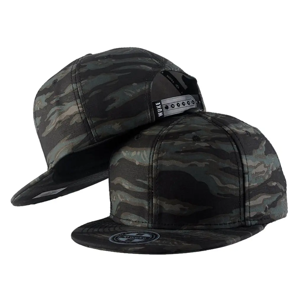 WuKe вышивка Snapback, бейсболка с плоскими полями хип-хоп кепки, черные камуфляжные волны