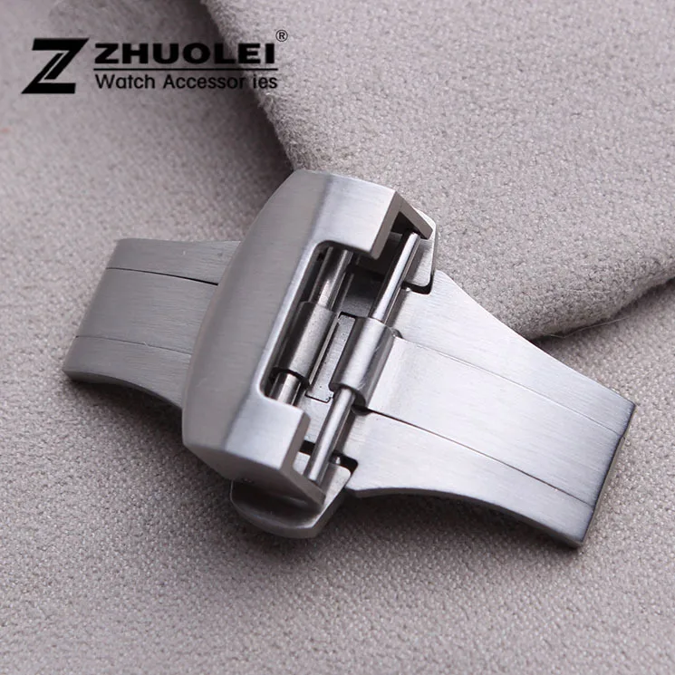 

Brushed Silver Stainless Steel Butterfly Deployment Clasp Buckle For Brand Free Shipping