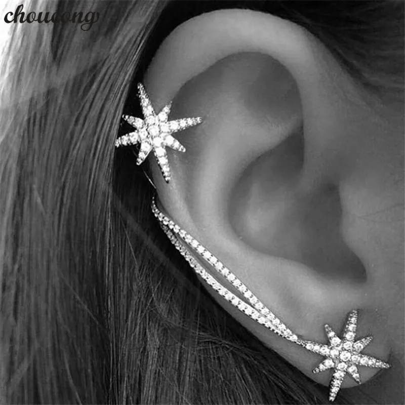 

choucong Fashion ear climber AAAAA zircon White Gold Filled statement Wedding Dangle Earrings for women evening Party jewelry