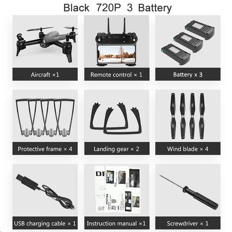 SG106 WiFi FPV RC Дрон 4K камера оптический поток 1080P 720P 4K HD Двойная камера воздушная видео RC Квадрокоптер самолет Квадрокоптер игрушка - Цвет: black 720P 3battery
