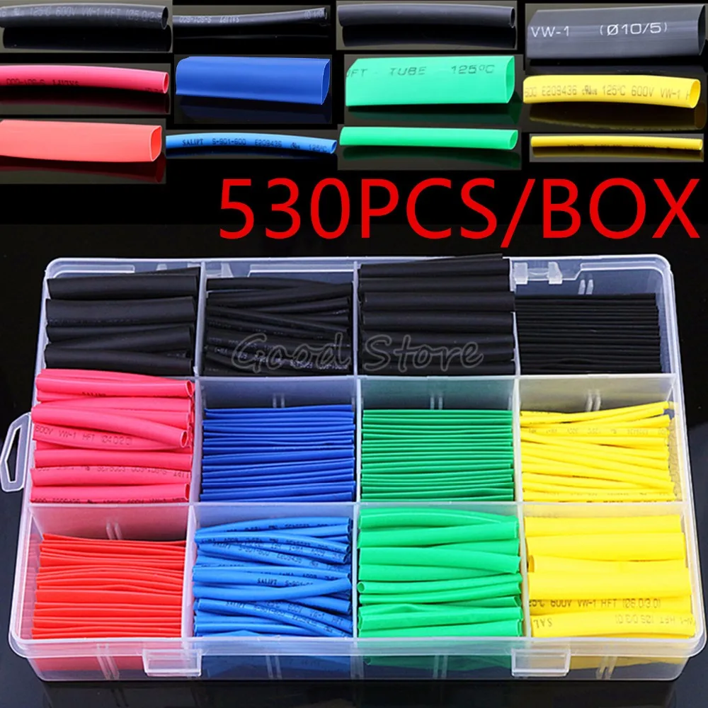 530Pcs Schrumpfschlauch Isolierung Schrumpfschlauch 2:1 Draht Kabel Hülse Set 530Pcs Schrumpfschlauch Isolierung Schrumpfschlauch 2:1 Draht Kabel Hülse Set