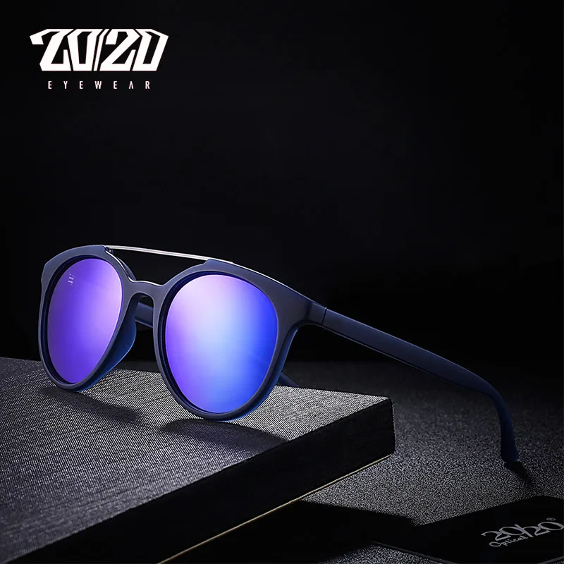 

20/20 Brand Retro Women Polarized Sunglasses Men Vintage Round Sun Glasses TR90 Twin-Beams Eyewear TR134