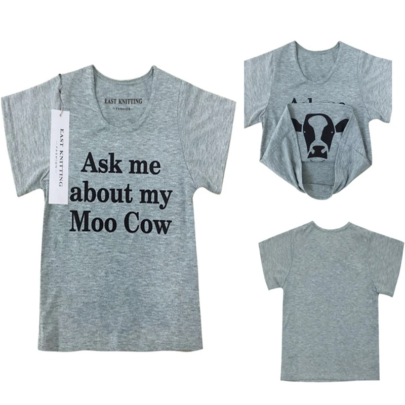 

Baby Boy T-shirt Novelty Ask me about My Moo Cow Letter Funny Kid Boy Short Sleeves Toddler Tops T Shirt Tees Inside Cow Clothes