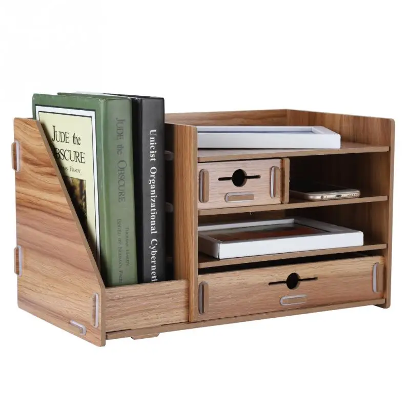 DIY офисный ящик для хранения, деревянный стеллаж для файлов, полка, ящик для кабинета, настольный органайзер для спальни