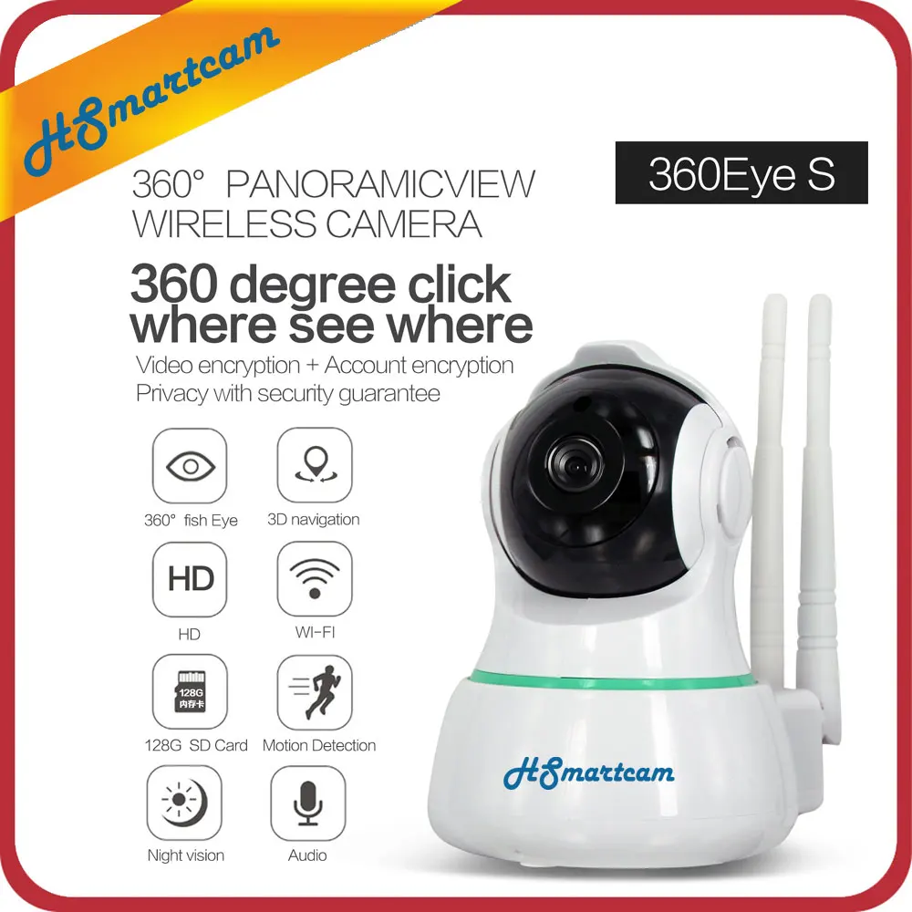 

HD WiFi Camera Mini IP Camera 1080P 360" PTZ WiFi Webcam Infrared Night Vision Monitor CCTV 2mp wifi cameras 16GB 360eyeS APP