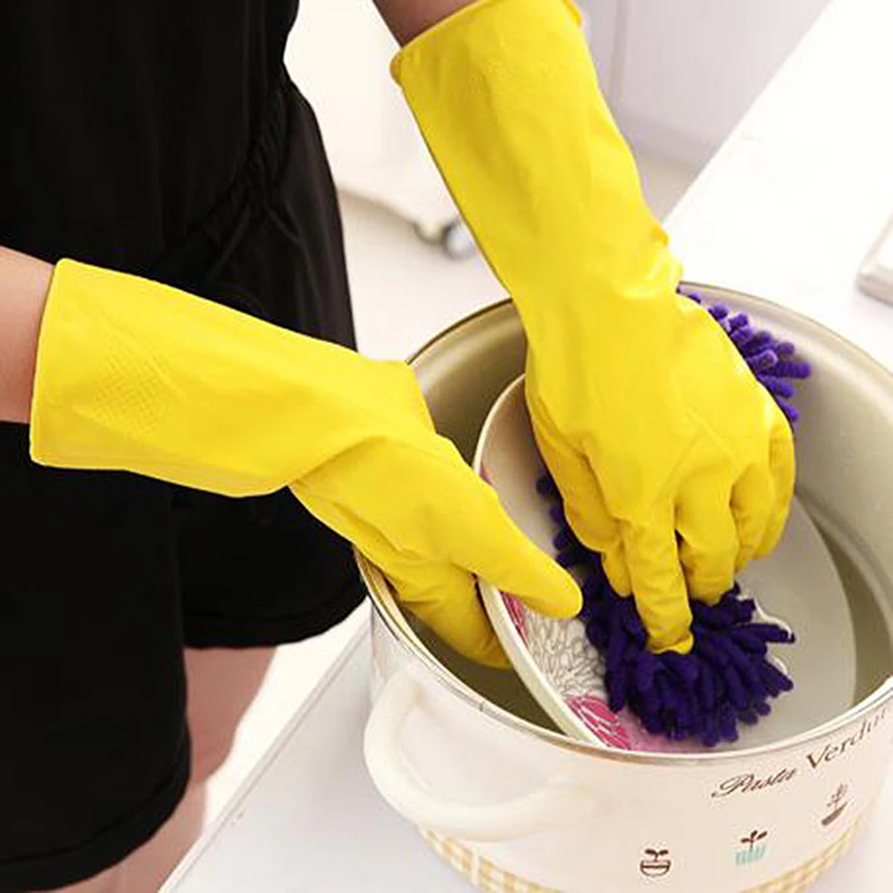 Перчатки для мытья посуды на кухне, водонепроницаемые перчатки для мытья посуды, резиновые перчатки с длинным рукавом