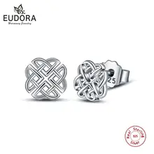 Эудора Настоящее серебро 925 пробы удача сельтика серьги в форме узла Элегантные Очаровательные серьги для женщин ювелирные изделия Подарочная бижутерия