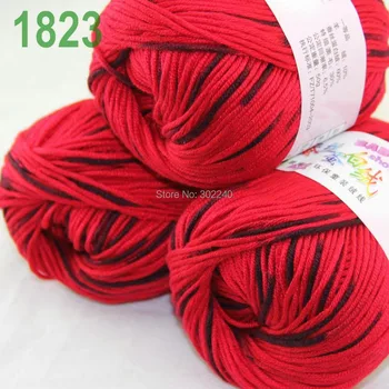 

Sale Lot of 3 balls x 50g (147y) Cashmere Silk velvet Hand knitting Yarn Red Black 1823