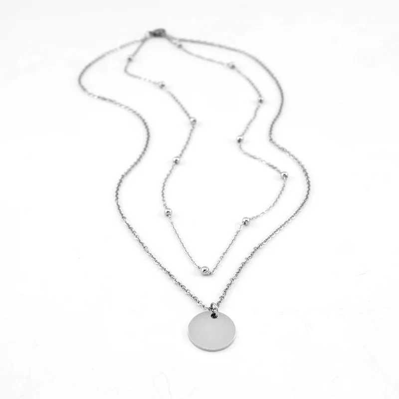 Double layer Coin pendant Necklace (3)