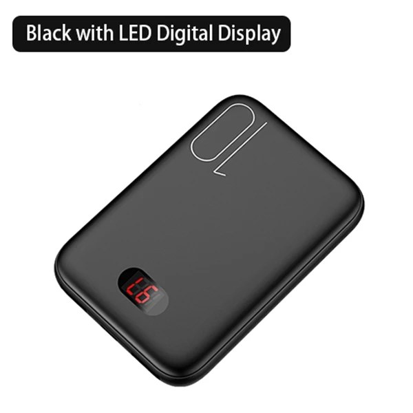 Светодиодный мини-внешний аккумулятор 10000 мАч USAMS, внешний аккумулятор, портативное зарядное устройство, внешний аккумулятор типа C, микро кабель для samsung Xiaomi - Цвет: Black With LED